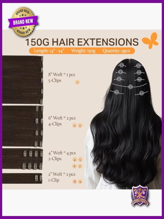 Clip In Human Hair Extensions 22 Inch 150g 9pcs Real Thick Straight Weft main image 5